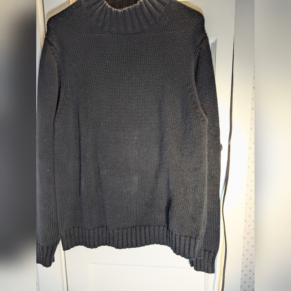 💙 Navy Eddie Bauer M Pullover Sweater Cotton Vintage Coastal - Picture 3 of 14